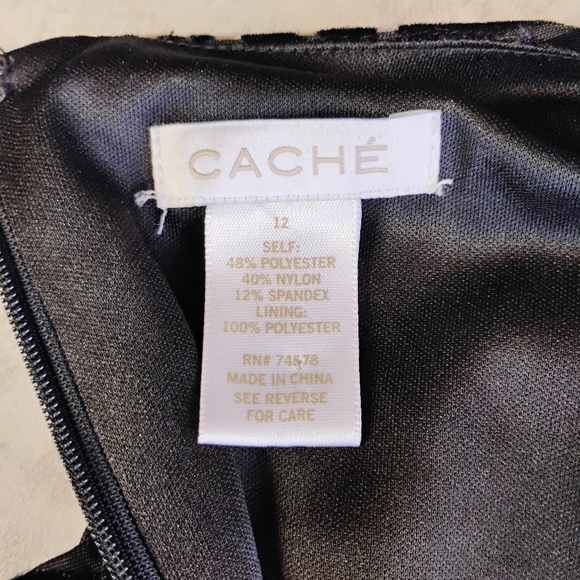 Cache Y2K Velvet Jeweled Formal Dress Womens 12 Black Sheer Goth Cocktail Party - Picture 9 of 15